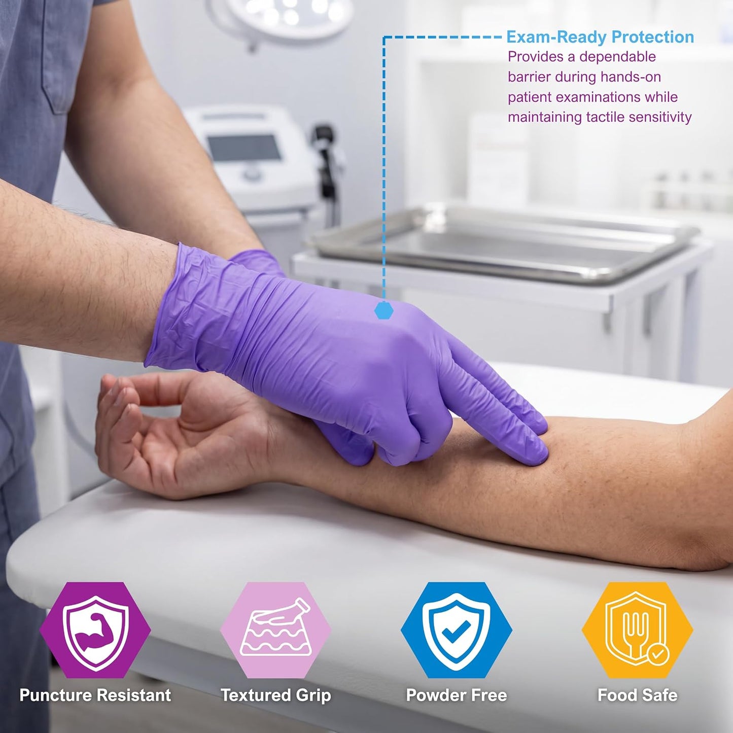 MedPride Powder-Free Nitrile Exam Gloves, Iris Blue, Medium, Box/100
