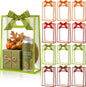 Mooliwe 12-Pack Fall Clear Plastic Gift Bags with Handles and Ribbons, Thanksgiving Goodie Bags for Candy, Small Gifts, Party Favors & Autumn Events