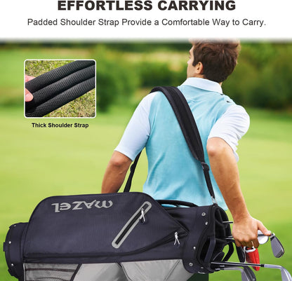 MAZEL Golf Cart Bag with 7-Way Full Length Dividers Top and 9 Pockets,Lightweight Golf Club Bag for Men & Women