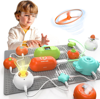 SMILESSKIDDO Science Kits Electronics STEM Kit, 420+ Projects, 35 Circuit Parts, Snap-Together Science Experiments for Kids, Physics Learning Toy