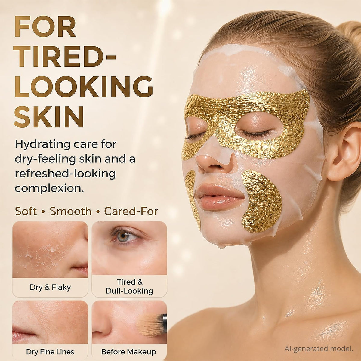 GONIM Korean Collagen Face Mask with PDRN, Anti Aging Firming Facial Mask Korean face mask with retinol and hyaluronic acid, hydrating collagen sheet mask with gold eye and smile line overlay, 35mlx8
