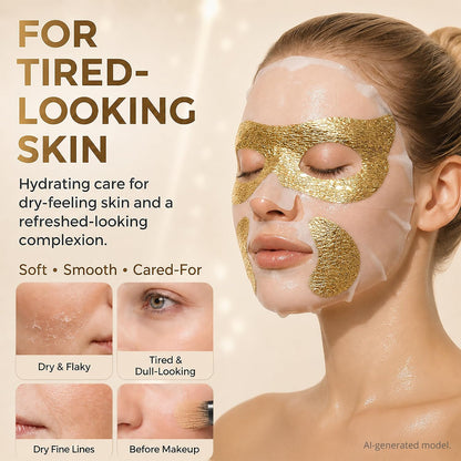 GONIM Korean Collagen Face Mask with PDRN, Anti Aging Firming Facial Mask Korean face mask with retinol and hyaluronic acid, hydrating collagen sheet mask with gold eye and smile line overlay, 35mlx8