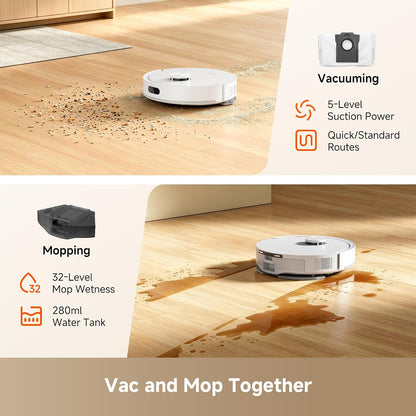 dreame D20 Air Plus Robot Vacuum and Mop, 20,000Pa Powerful Suction 120-Day Self-Emptying with 4L Dust Bag, Anti-Tangling Tech, Edge-to-Corner Cleaning, Deep Carpet Cleaning, 360° Navigation