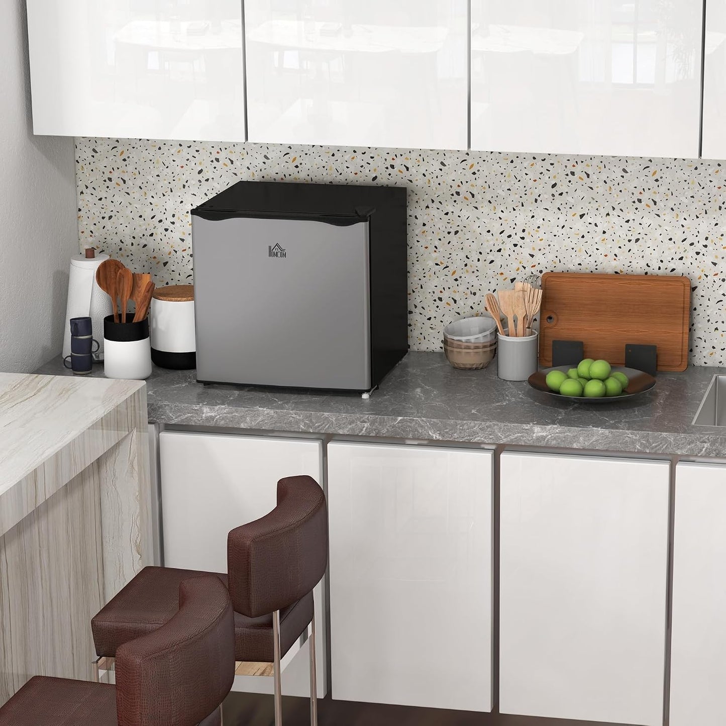 HOMCOM Mini Freezer Countertop Compact Upright Freezer 1.1 Cu.Ft Silver