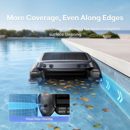 Beatbot iSkim Robotic Pool Surface Skimmer, 9L Basket, 24/7 Solar Cleaning, 28-Hour Runtime, Anti-Stranding Design for Pool Steps, Smart Obstacle Avoidance, Auto Return, APP Control-Navy Blue