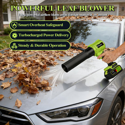 Cordless Leaf Blower, 800,000 RPM Electric Handheld Blower, Leaf Blower Cordless with 2×4.0Ah Batteries & Charger,Snow Blowers with 2-Nozzles for Patio,Lawn Care,Dust,Snow & Car Drying