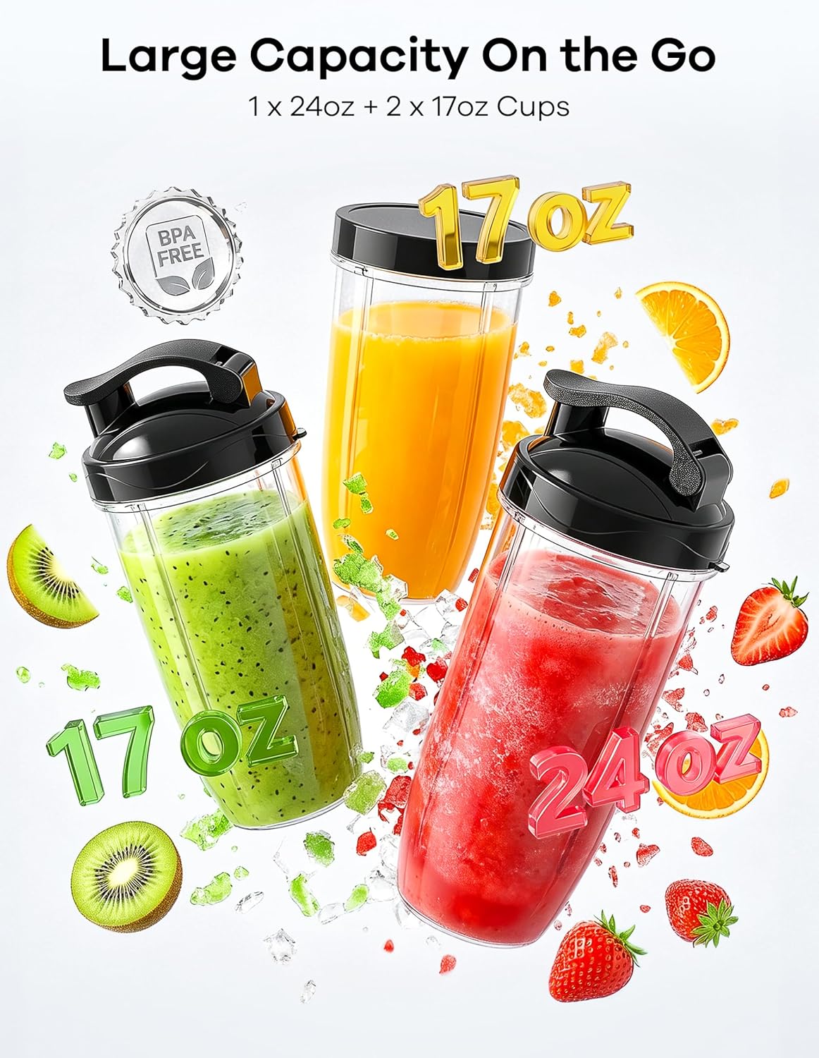 Ganiza 14-Piece 900W Personal Smoothie Blender, Black Silver