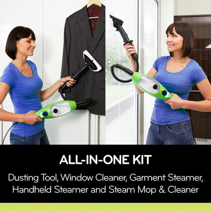 H2O X5 Steam Mop & Handheld Steam Cleaner | 5-in-1 Floor Steamer | Hardwood, Tile & Laminate Cleaner | Carpet Glider Included | Grout, Window & Garment Attachments