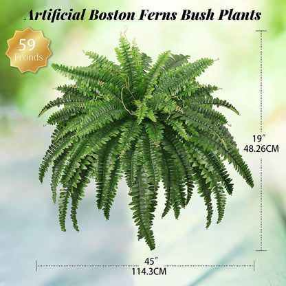 FOREST PRINCE 45" Fake Ferns Artificial Bush Plants for Outdoors, 2-Pack