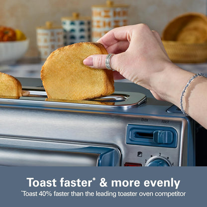 Hamilton Beach 2-in-1 Countertop Toaster Oven and Long Slot 2 Slice Toaster Bake, Broil Toast | 2 Rack Positions | 60 Minute Timer | Automatic Shut Off | Shade Selector | Kitchen Makeover Blue | 31158J