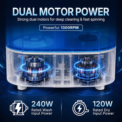 SUPER DEAL Small Portable Washing Machine | 9.9LB Twin Tub Mini Compact Washer with Spin Cycle, Top Load Design & Separate Timers