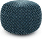 SIMPLIHOME Renee 20" Wide Round Pouf in Teal Velvet