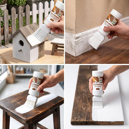 White Touch-Up Paint Pen for Wood,Furniture,Cabinets,6.35 Oz 2-in-1 Paint & Brush,Water-based, Quick-Dry,Combines Primer & Topcoat, no Sanding. For SmallWood DIY Painting/Refinishing