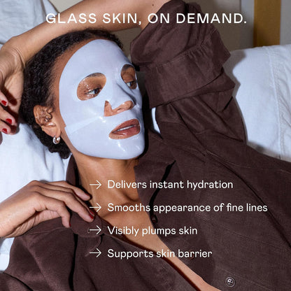NuFACE IonPlex Hydra-Gel Power Mask - Hydrating Korean Face Mask, 2-Piece Cooling Skincare Sheets + Allantoin & Glycerin for Dewy, Glass Skin - Plumps & Smooths Fine Lines - Vegan K-Beauty, 5 Count