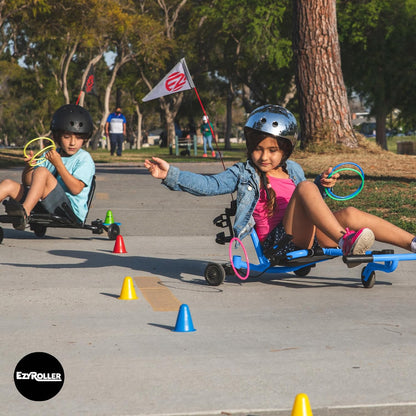 EzyRoller Drifter X Ride-On Toy for Kids Ages 4-12+, Blue, Adjustable Drift Machine with Steel Frame, Hand Brake & Extension Bars