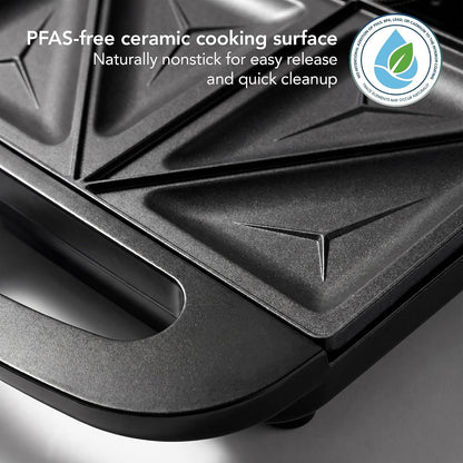OVENTE Electric Sandwich Maker, 750W Non-Stick Plates, Black GPS401B