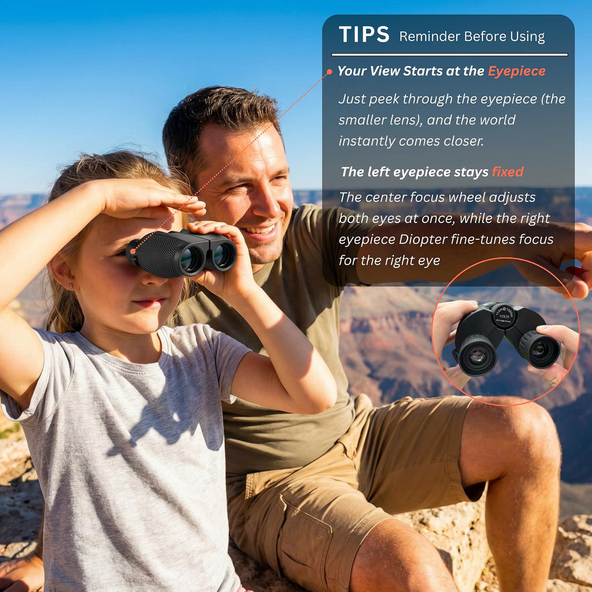 Hontry 10x25 Compact Binoculars for Adults & Kids, 25mm Objective Lens, Compact Lightweight Binoculars with BAK-4 Prisms for Bird Watching, Sports, Travel & Outdoor Activities