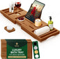 Trending Now Wood Bath Tray – Bathtub Tray for Tub, Expandable Bamboo Bath Tray & Bathtub Caddy with Book Holder, Wine Glass Holder, Phone & Tablet Stand, Spa Bath Accessories, Birthday Gifts for Mom
