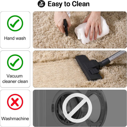 qulint Large Area Rug for Living Room 10x14, Fluffy Tan Rug for Bedroom Shag Shaggy Fuzzy Nursery Carpet, Modern Solid Rug for Boys and Girls Dorm Room Kid Room Classroom Home Decor