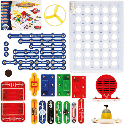 Science Kidz Electronics Kit, 188 Science Experiments for Kids, Snap-Together Circuit Projects, STEM Science Kit with Color User Manual, Physics Learning Toy