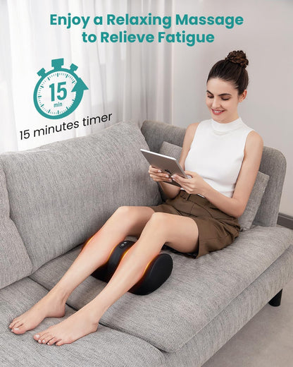 Nekteck Foot Massager with Heat & Foot Roller, Shiatsu Calf and Leg Massager, Portable Foot Massage Machine with Adjustable Intensity and 15-Minute Timer