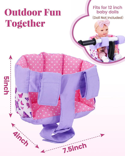BABESIDE Doll Bike Seat for 12-Inch Dolls, Bicycle & Scooter Doll Carrier with Adjustable Straps, Soft Machine-Washable Fabric for Kids, 3.52 oz