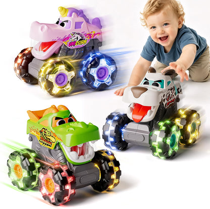 SunnyPal 3-Pack Light Up Monster Truck Toys for Toddlers