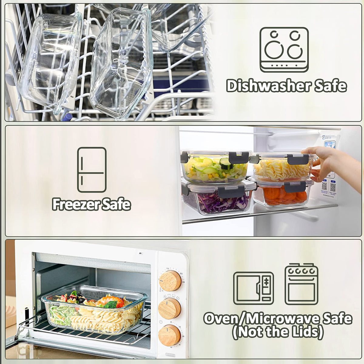 M MCIRCO 8-Pack Glass Food Storage Containers with Lids, 30 Oz Borosilicate Glass Meal Prep Containers, Airtight Snap-Lock Lids, Microwave & Oven Safe, Gray