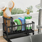 Cisily Kitchen Sink Sponge Holder & Brush Organizer Black