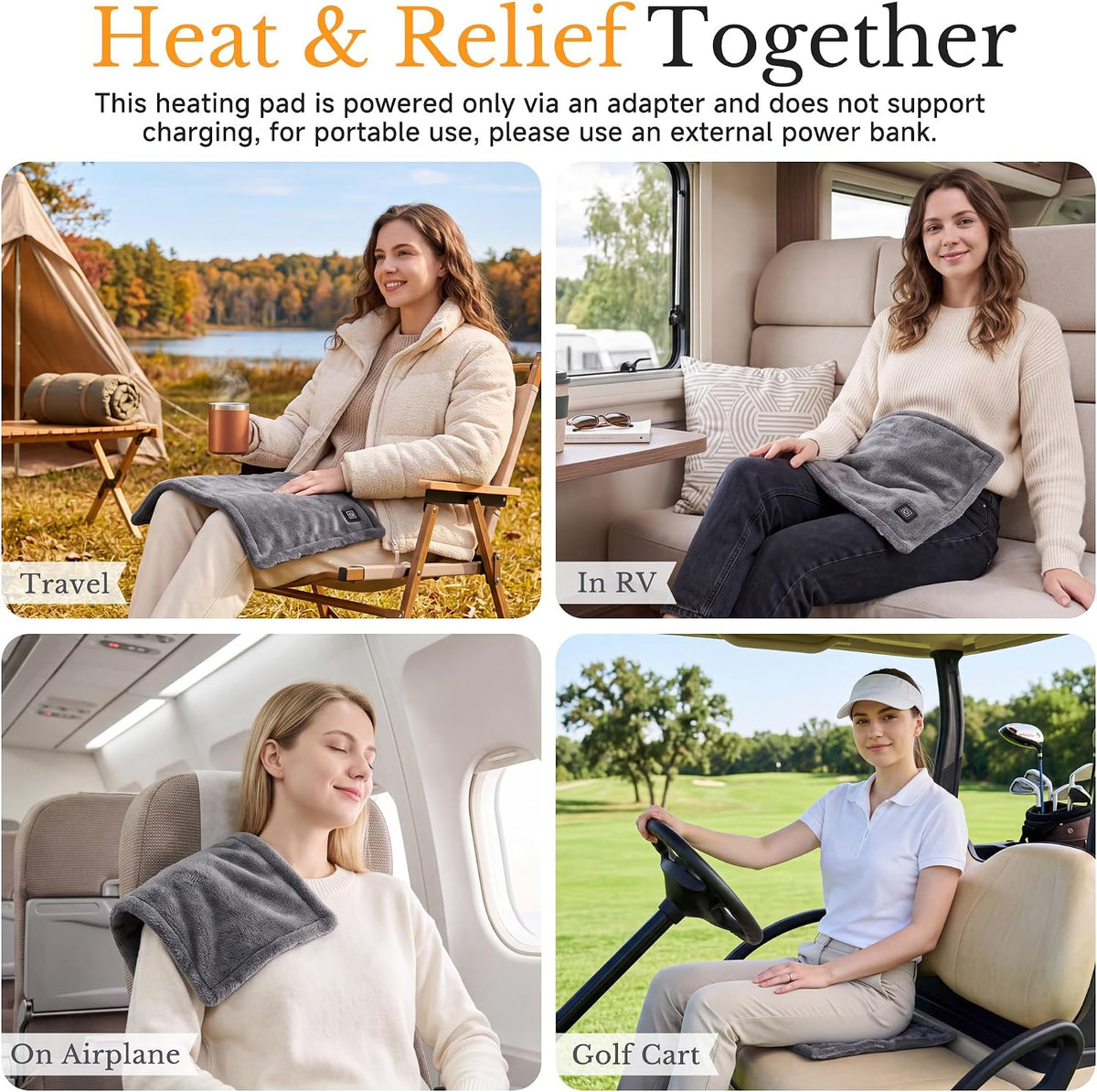 USB Mini Heating Pad for Travel with 3 Heat Settings & Auto Off
