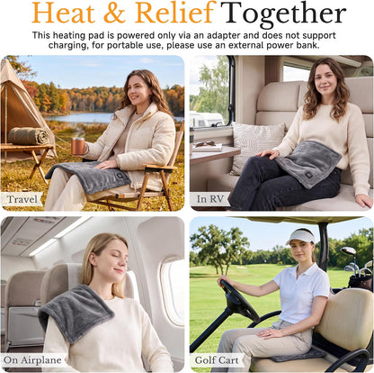USB Mini Heating Pad for Travel with 3 Heat Settings & Auto Off