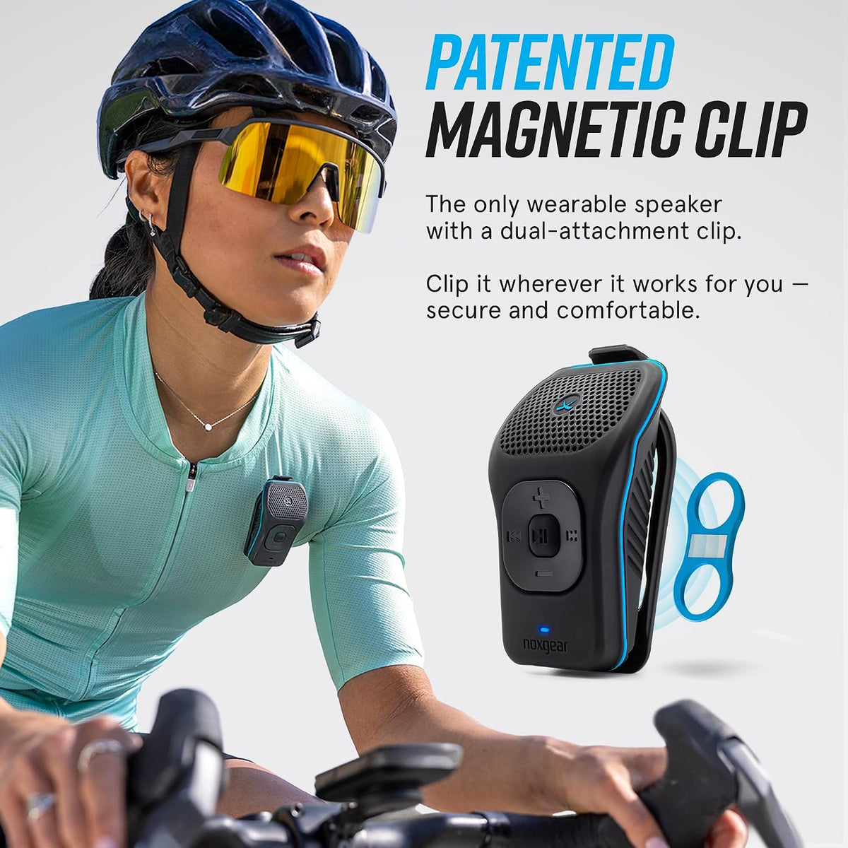 noxgear 39g Wearable Bluetooth Speaker | Mini Magnetic Clip-On Speaker with IPX7 Waterproof Design & 15-Hour Battery