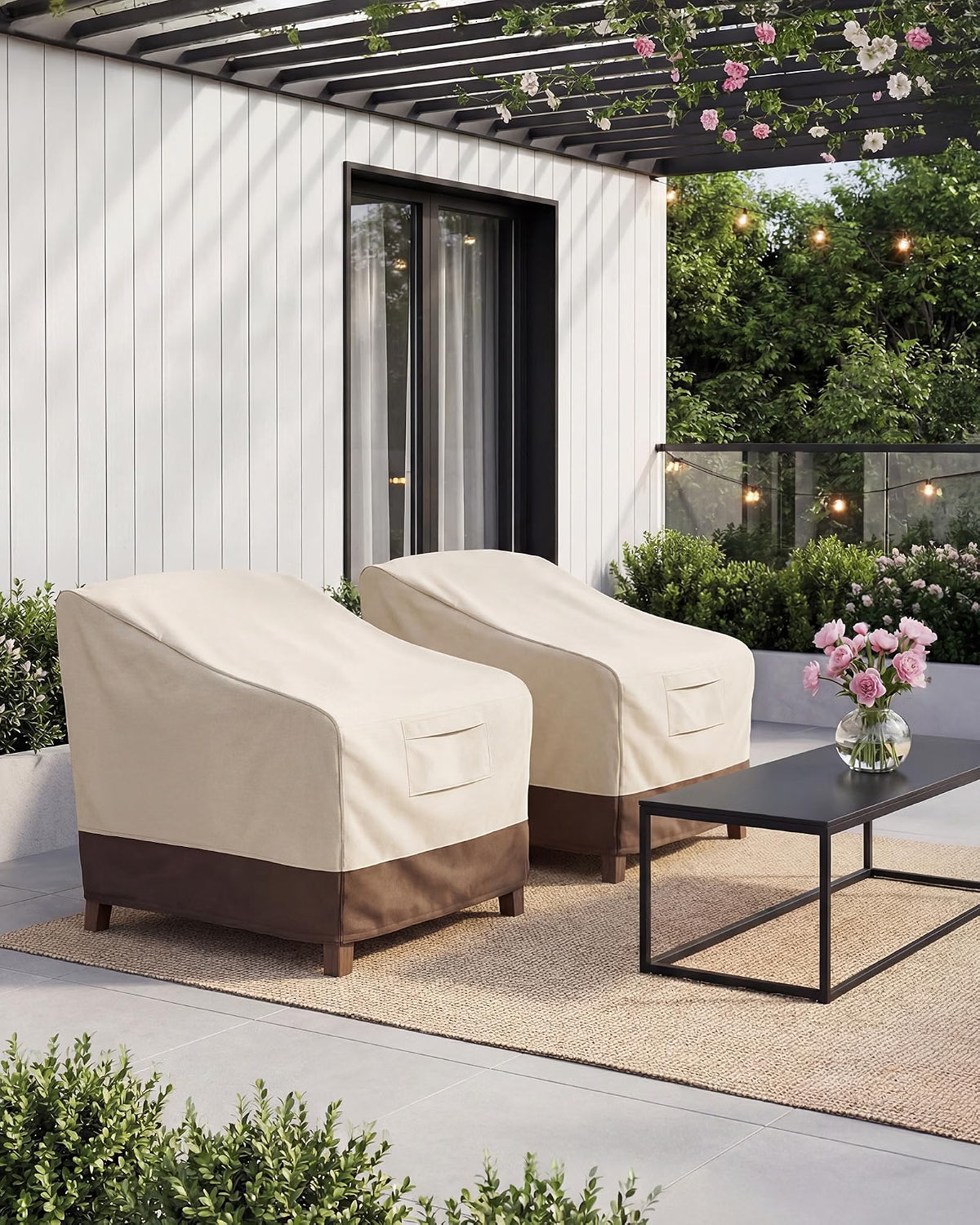 Vailge Heavy-Duty Waterproof Patio Chair Covers, 2-Pack, Beige & Brown