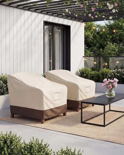 Vailge Heavy-Duty Waterproof Patio Chair Covers, 2-Pack, Beige & Brown