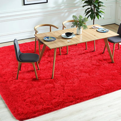 Red 8x10 Area Rugs for Living Room Bedroom, Soft Plush Fluffy Large Rug Shag Upgrade Non-Slip Thick Fuzzy Carpet for Nursery Room Dorm Room, Kids Girls and Boys Home Decor Indoor Home Aesthetic