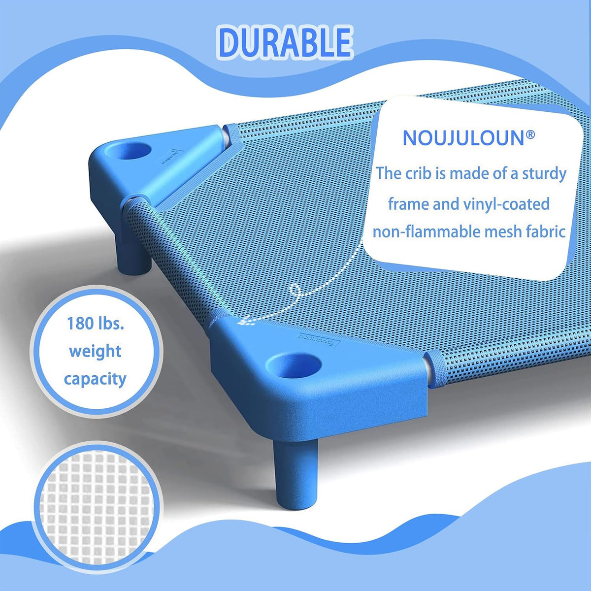 Daycare Cots,Stackable Preschool Cot for Kids (4 Packs,Sky Blue)