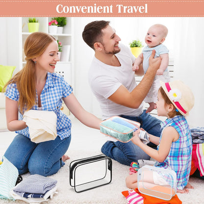 60 Pcs Clear Makeup Bags Bulk Travel Toiletry Bag 7 x 5.5 x 1.6 Inch PVC Zipper Pouch Waterproof Plastic Cosmetic Case Portable Organizer for Women Summer Bathroom (Classic Color)