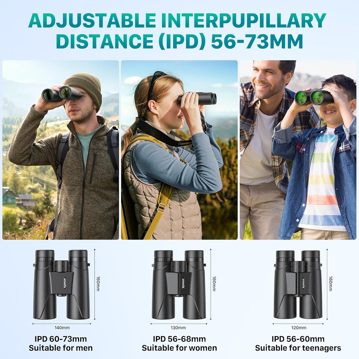 Kylietech 12x42 Binoculars, BAK4 Prism & FMC Multicoated Lens, Waterproof Fogproof Hunting Binoculars with Smartphone Adapter & Tripod Mount