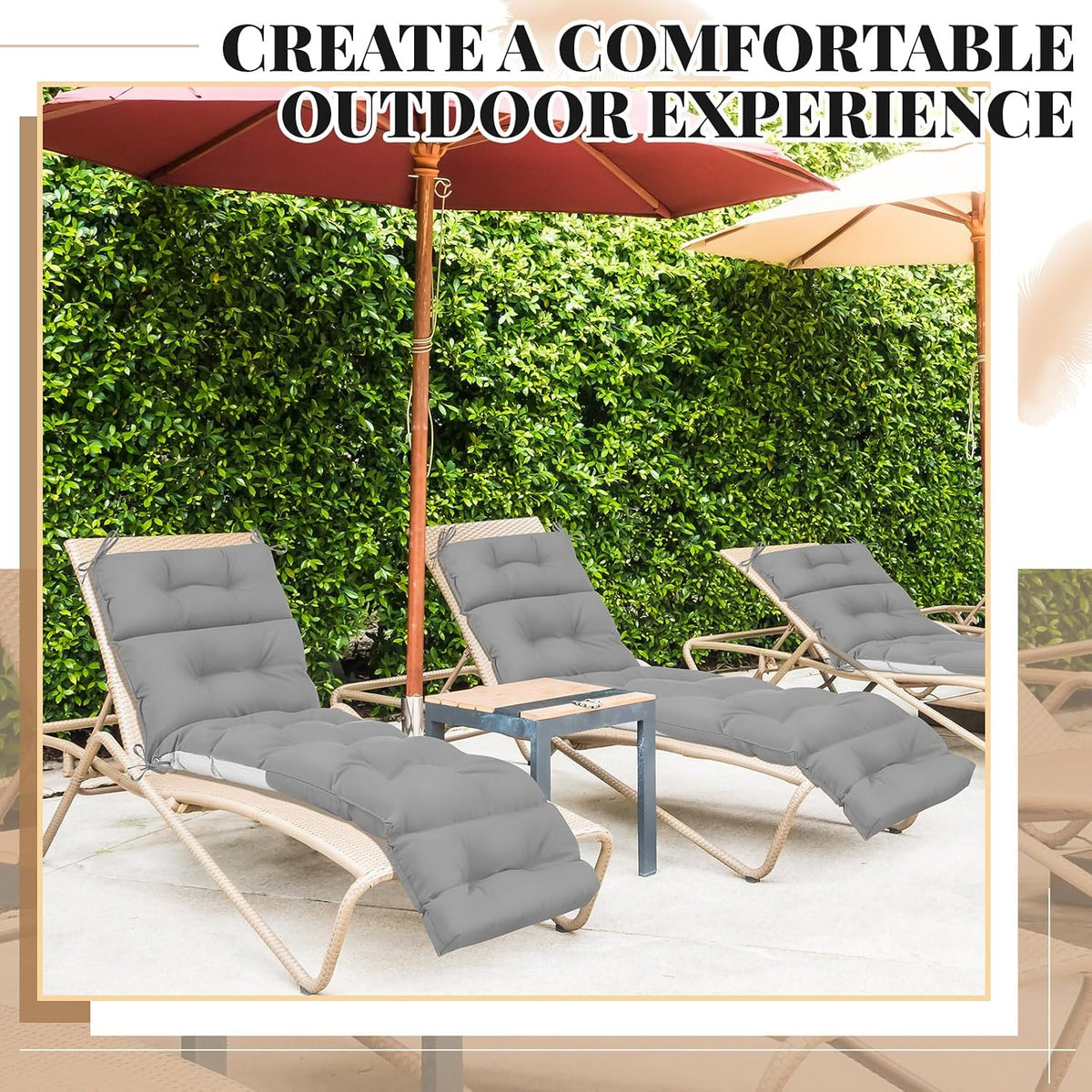 Kigley Chaise Lounge Cushions 75 x 22 x 5 Inches Soft Lounge Chair Cushion Spring/Summer Seasonal Replacement for Outdoor Indoor Home Office(Light Gray,2 Pcs)