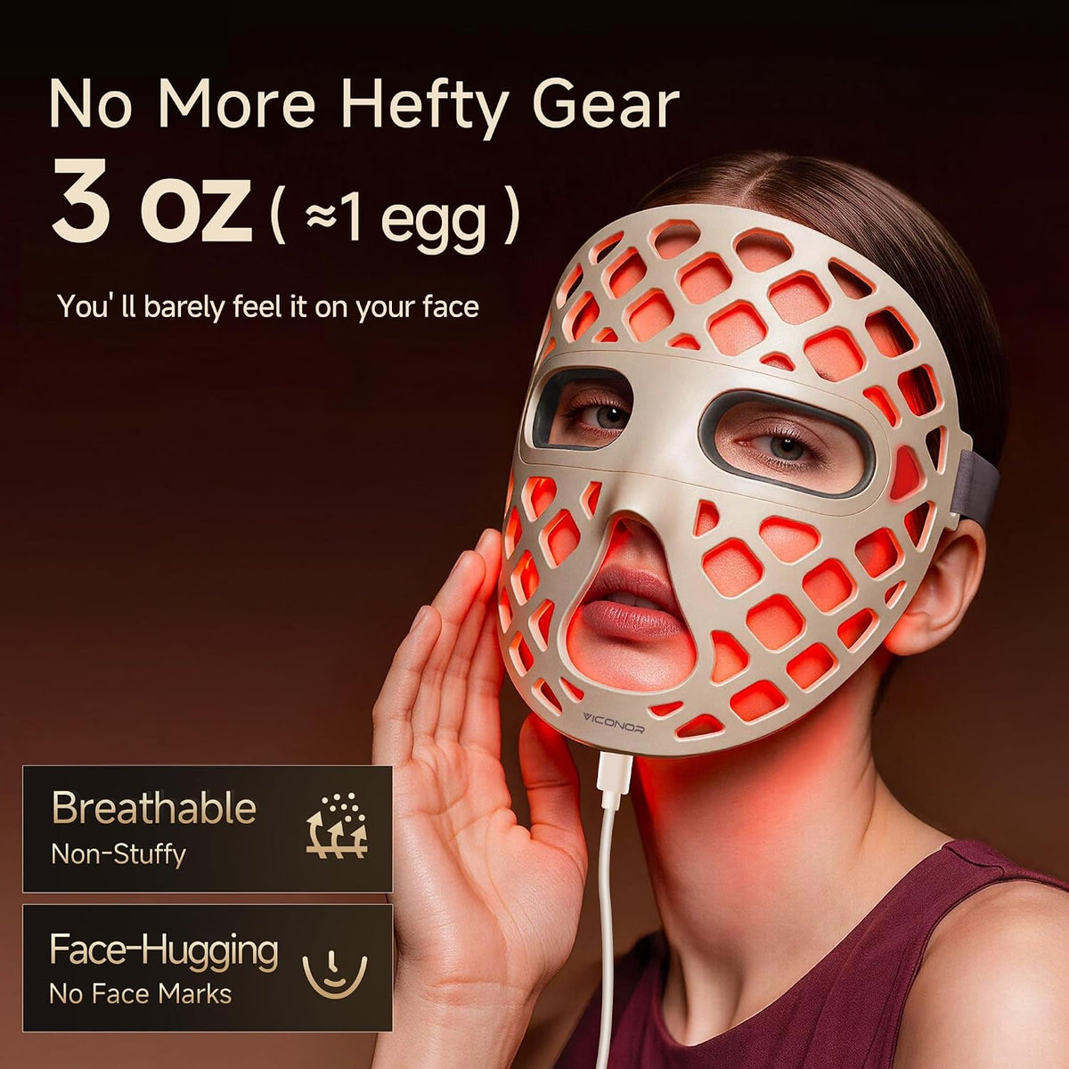Red Light Therapy for Face, Red Light Mask with 54 LEDs 4-in-1 Chip Infrared Red Light Therapy Mask with 2600mAh Rechargeable, Breathable Portable Red Light Face Mask at Home&Travel for Skin Firming