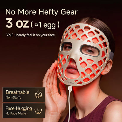 Red Light Therapy for Face, Red Light Mask with 54 LEDs 4-in-1 Chip Infrared Red Light Therapy Mask with 2600mAh Rechargeable, Breathable Portable Red Light Face Mask at Home&Travel for Skin Firming