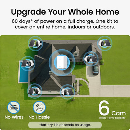 aosu 2K Solar Security Cameras Wireless Outdoor System, 6-Cam-Kit