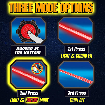 Cawiew 4-Pack Light Up Swords with FX Sound, Retractable LED Toy Swords with Motion-Sensitive Sound Effects, 4 Colors for Kids & Adults, Battery Powered