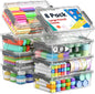 BiuLeon 8-Pack Large Pencil Box Set, Clear Plastic Pencil Cases with Snap-Tight Lids, Stackable Marker & Crayon Organizer Boxes for School, Office, Art & Craft Supplies, Grey