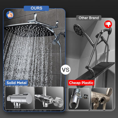 Veken 11.8" High Pressure Shower Head with Handheld, Metal Core Fittings