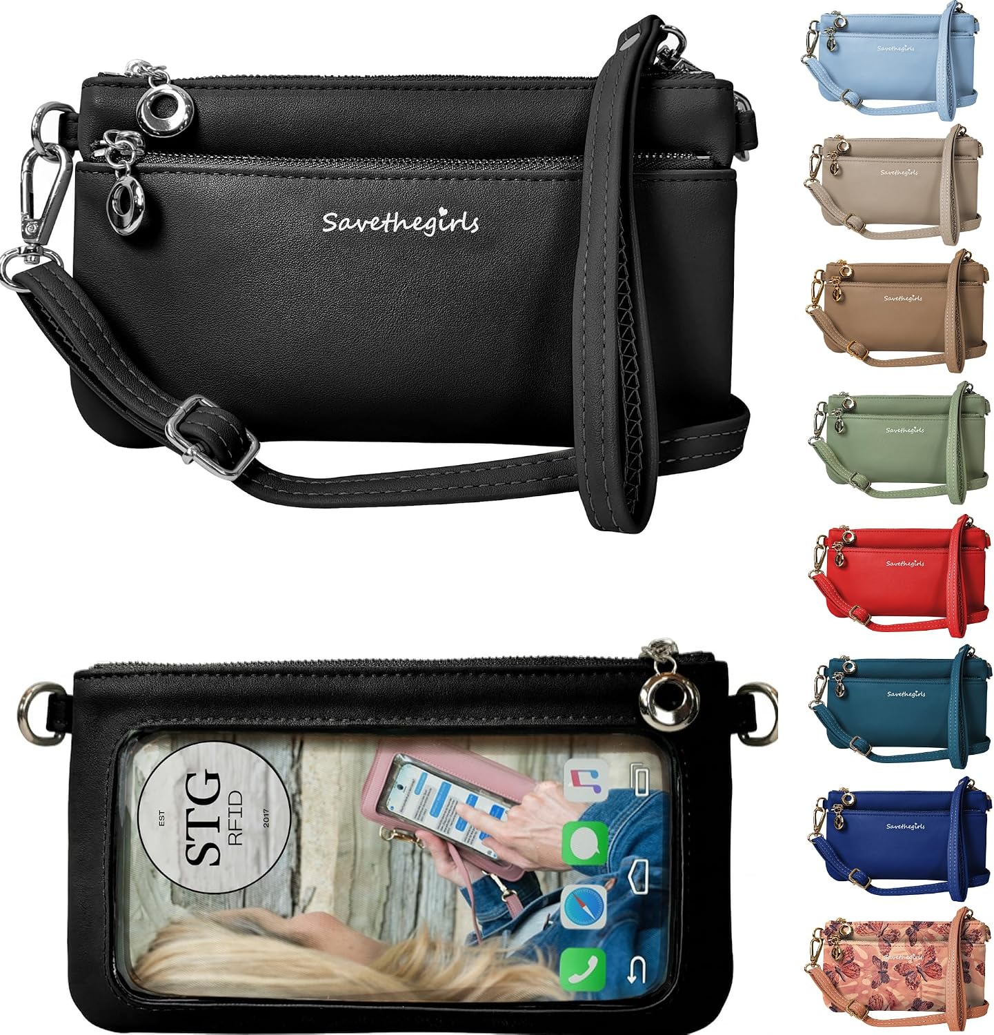 Save the Girls Cell Phone Purse - Touch Screen Women’s Crossbody Bag - Clutch Purses for Women (Bella)