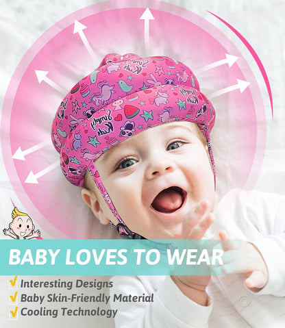 Simply Kids Baby Head Protector Helmet for Crawling, Walking & Running, Adjustable Infant Safety Headguard, Fox, Small