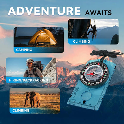 HKDiRedy Military-Grade Navigation Compass, Precision Magnetic Hiking Compass with Acrylic Base Plate, 1:50000 Map Scale, Lightweight Outdoor Survival Compass