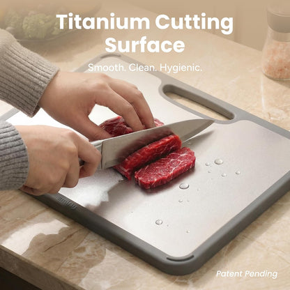 SMIRLY Titanium Cutting Board for Kitchen, with Holder, 3 Pack, Silver
