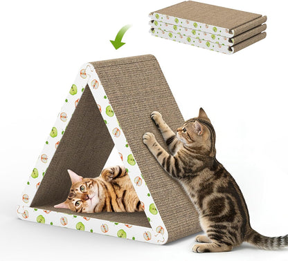 TIMHAKA Cat Scratching Board, Double-Sided Corrugated Cardboard Cat Scratcher with Catnip, Premium Scratch Texture Pad for Indoor Cats, Pack of 2, Apple